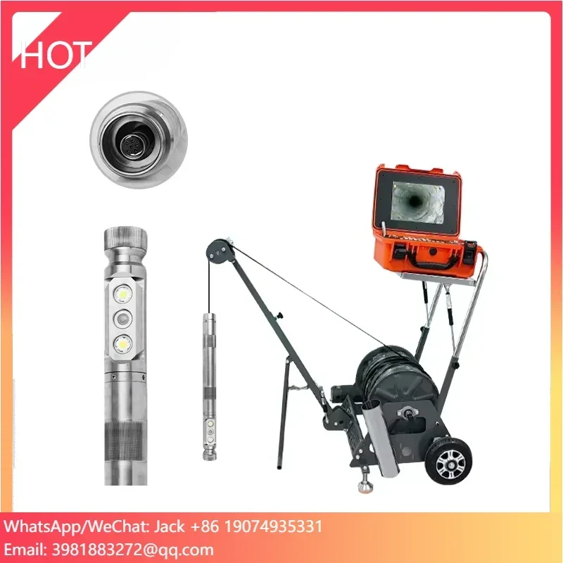12인치 디스플레이와 50m 케이블 자동 전기 윈치 360도 회전 심층 시추공 수중 검사 카메라