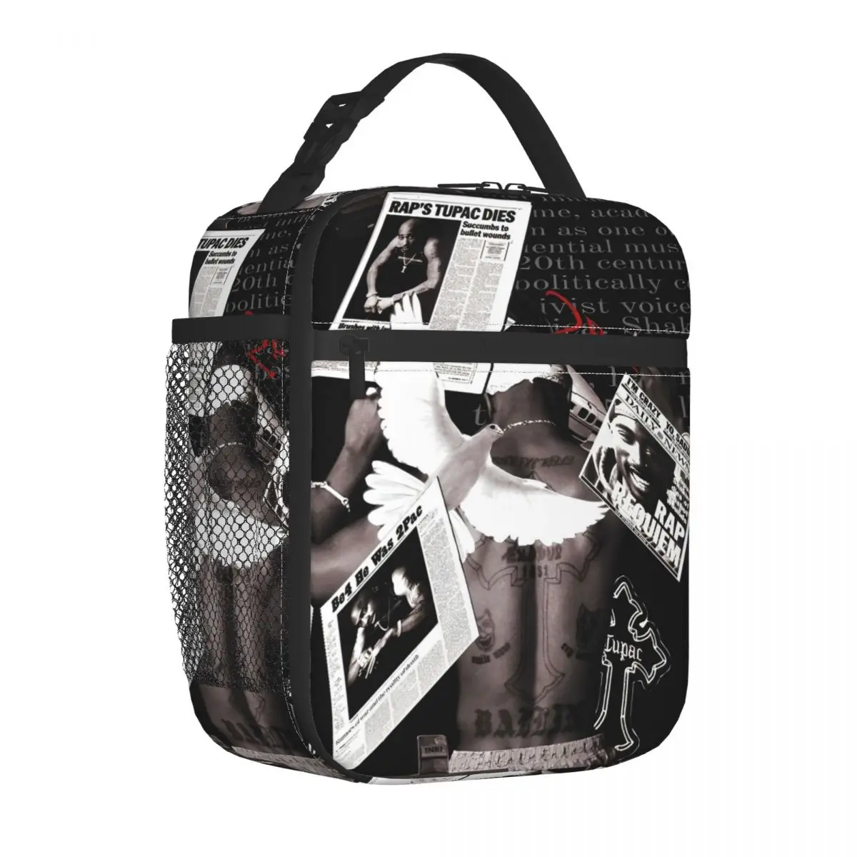 Tupac 2pac Hip Hop Insulated Lunch Bags Cooler Bag  Meal Container High Capacity Lunch Box Tote Men Women Beach Picnic