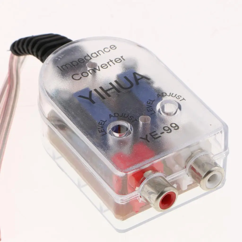 Adjustable Impedance Converter Adapter RCA Line Out 2 Input High to Low for Car Speaker Improvement