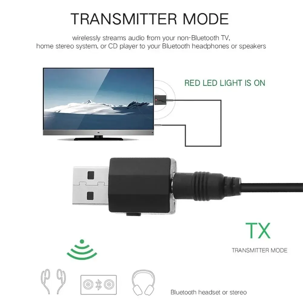 Mini 3.5mm Aux Stereo Wireless Bluetooth-compatible 5.0 Adapter Car Music Receiver Transmitter For Tv