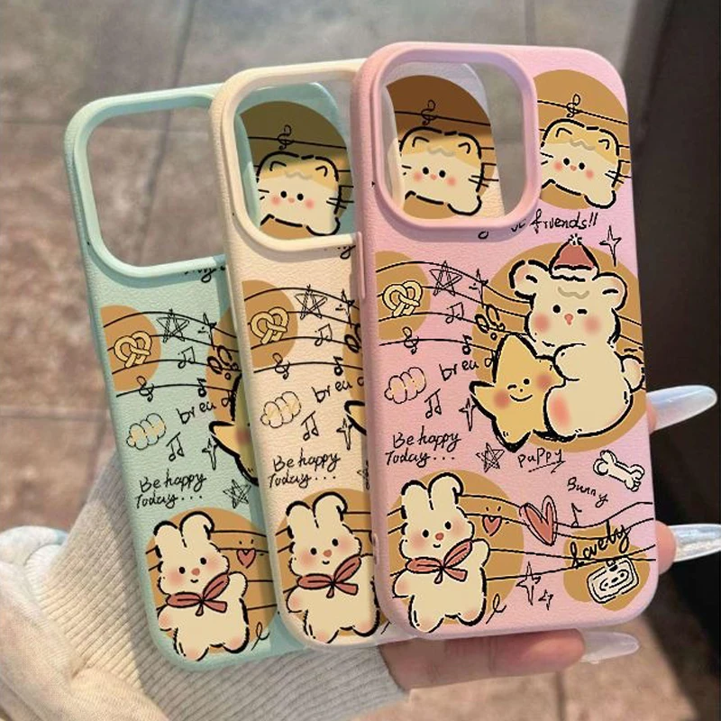 

Sheet Music Star Bear Lychee Pattern Phone Case For iPhone 17 16 15 14 Plus 13 12 11 Pro MAX 17 Air TPU Silicone Soft Phone Case