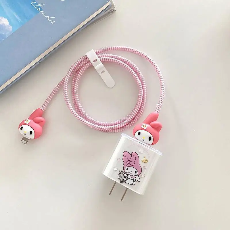 

Sanrio Pochacco Charger Protective Cover Kawaii Anime Cartoon Cute Apple 18 20 W Charging Head Data Cable Case Toy Girls Gifts