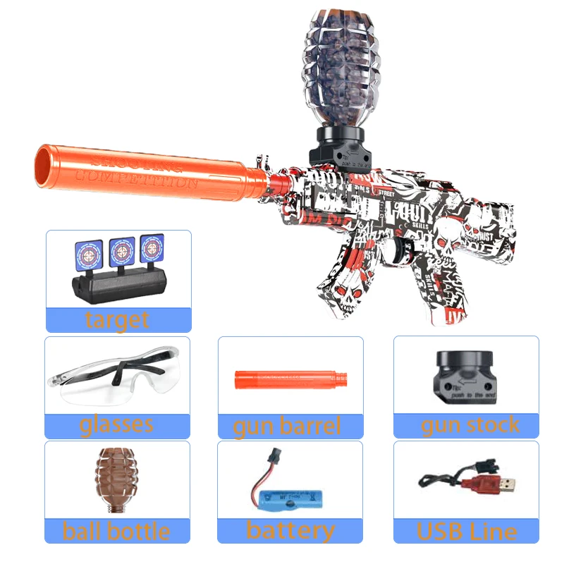 M416 Electric Ball Blaster AK Gun Target Toy Pistol Shooting Sport Game Outdoor High Speed Rechargeable Game Parties For Adult