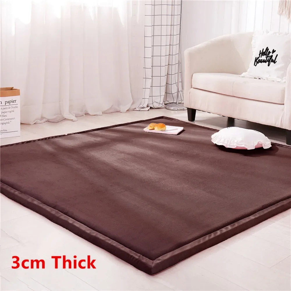 3CM Thicken Coral Fleece Velvet Carpets for Living Room Bedroom Area Rugs for Child Simple Japanese Play Crawl Tatami Floor Mat