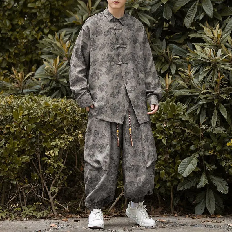 

New Chinese Sle Corduroy irt with Big kets Button Design Men's Set TZ28P33 Control 58 Loose Fit Long Sve Vintage ...