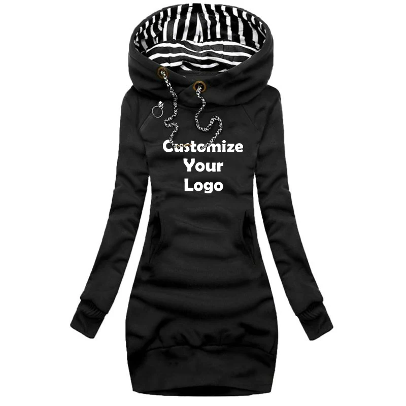 Customized Newest Women Sweater Dress Long Sleeve Hoodie Dress Autumn Winter Casual Slim Sweater Hoodies Dress