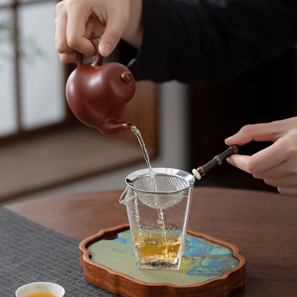 Tamiz Matcha portátil de acero inoxidable, colador de té de malla muy fina de bambú, tamices de alimentos a prueba de herrumbre fáciles de limpiar para Cocina