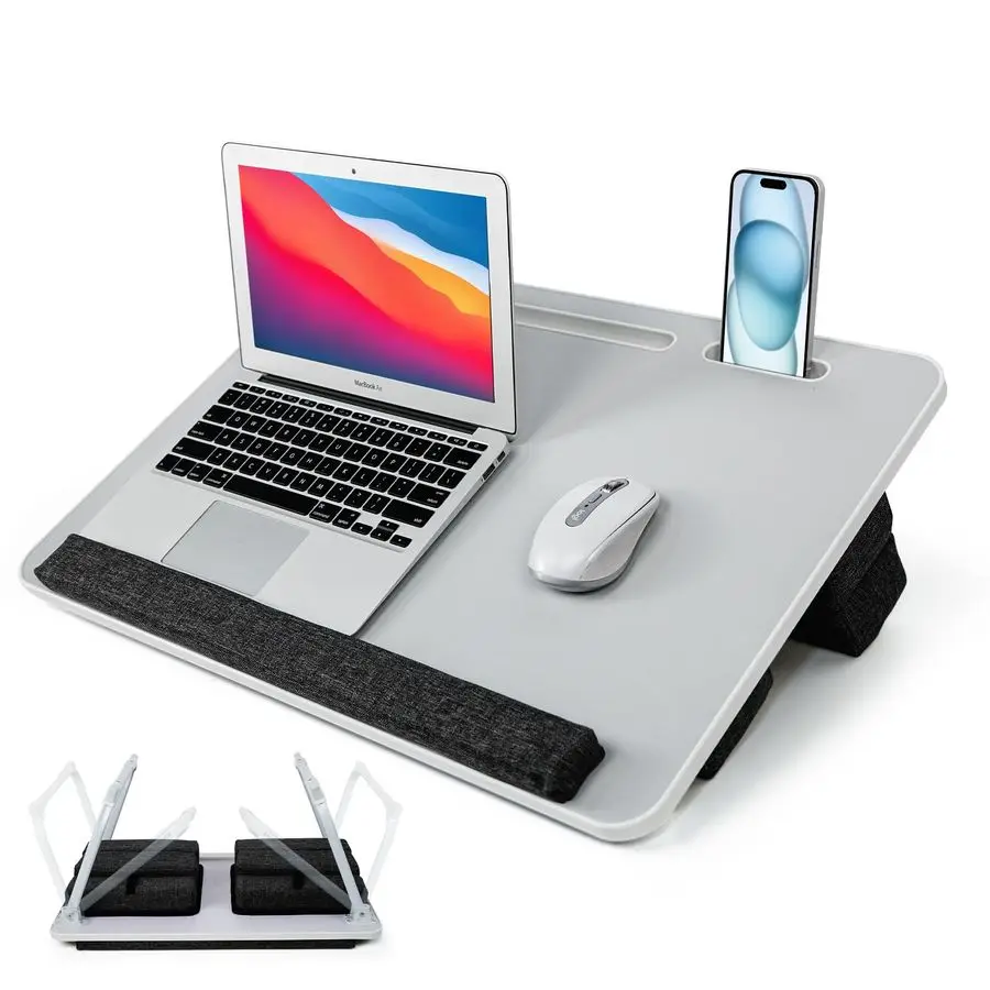 

Стол для ноутбука с подушкой, складной стол для ноутбука для кровати, стол для кровати, портативный компьютерный стол, 23,6215.74, серый