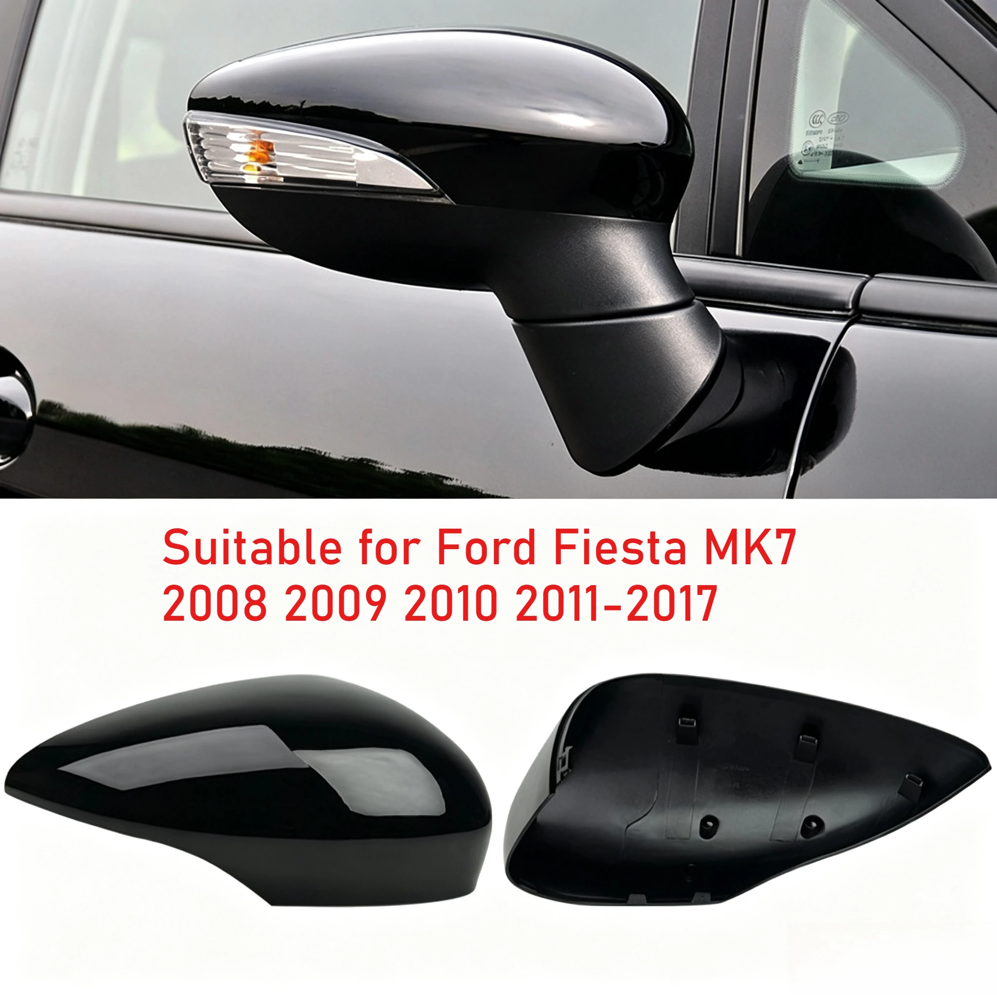 Suitable for Ford Fiesta MK7 2008 2009 2010 2011-2017 Car Rearview Mirror Housing Rearview Mirror Housing Cover Reflector