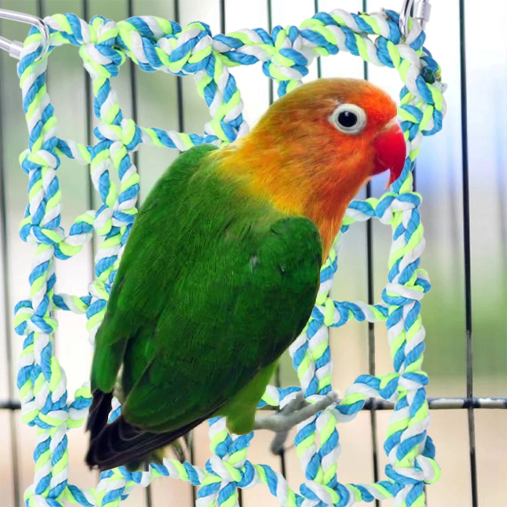 

2Pcs Premium Parrot Climbing Net Heavy Duty Rope Play Network for Bird Cage Hanging Fun Activity Enhancer for Pet Mental