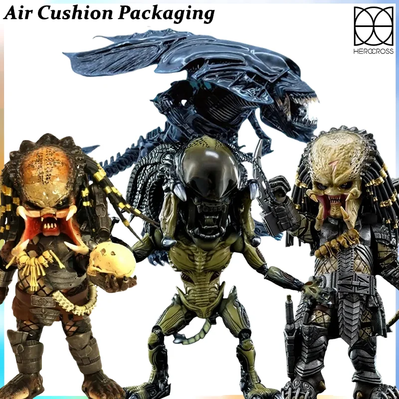 HEROCROSS Serie de Juguetes Originales, Mini Estatuilla Metálica de Alien, Figura Híbrida Scar Predator PREDALIEN, Figuras de Acción, Juguetes Coleccionables