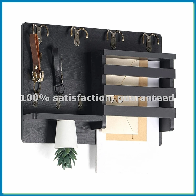 Key and Mail Holder for Wall Mail Organizer Wall Mount with Hooks Easy Installation Key Rack for Entryway and HomeDecorB-AT35