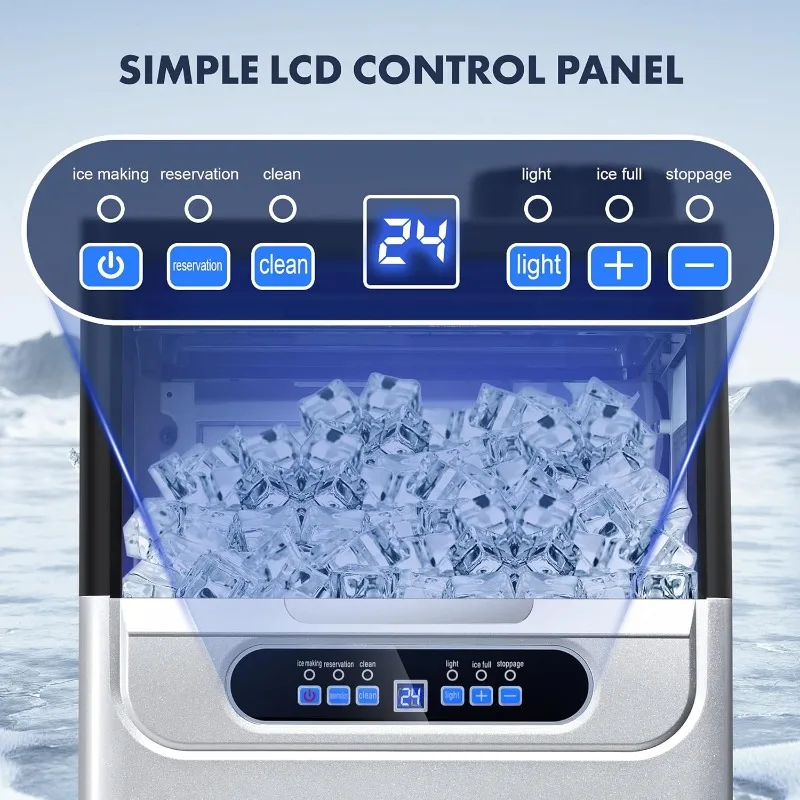 Macchina per il ghiaccio commerciale da 100 libbre/24 ore, ingresso acqua sotto il bancone o macchina per il ghiaccio indipendente, 36 cubi/ciclo con 22 libbre S
