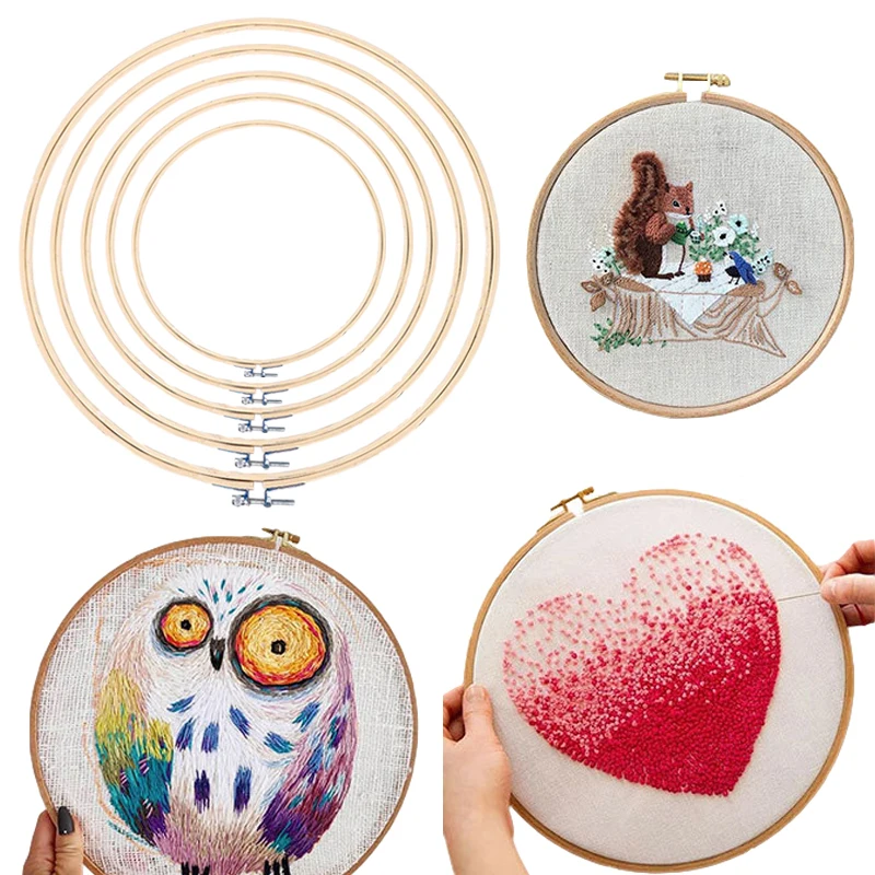 1 Pcs Embroidered Stretch Embroidery Hoops Tool Embroidery Cross-stitch Wooden Frame Hoop Circle Embroidery Shed Diy Hoops