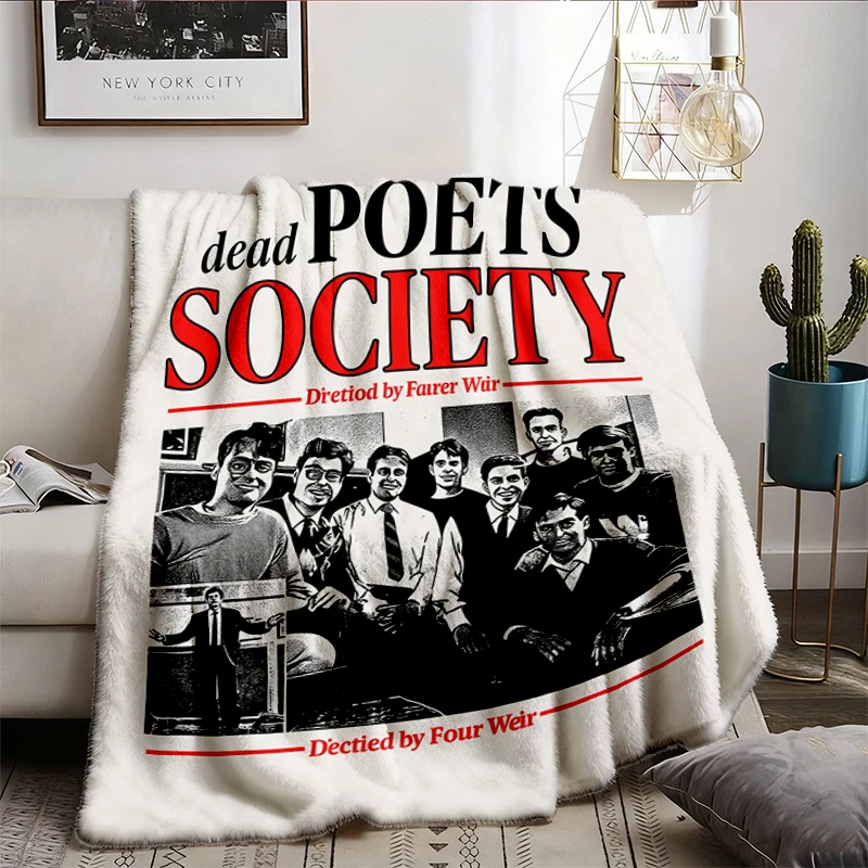 Dead Poets Society Flannel Blanket, 1989 Classic Drama Film Flannel Throw, Inspirational Teacher Movie Cozy Blanket, Poe