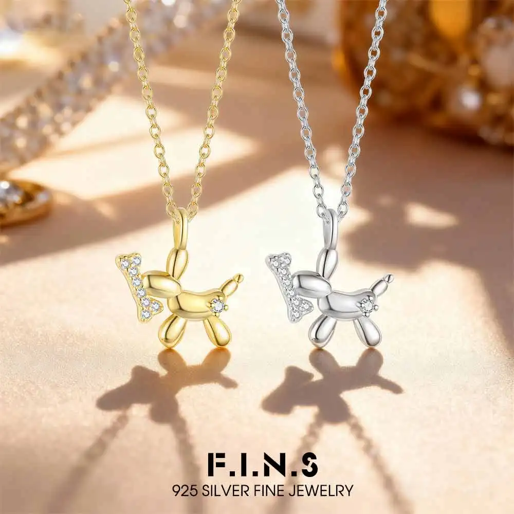 

F.I.N.S S925 стерлингового серебра игривый воздушный шар ожерелье с собакой для женщин модный эффектный роскошный шикарный кулон в виде животного цепочка на ключицу