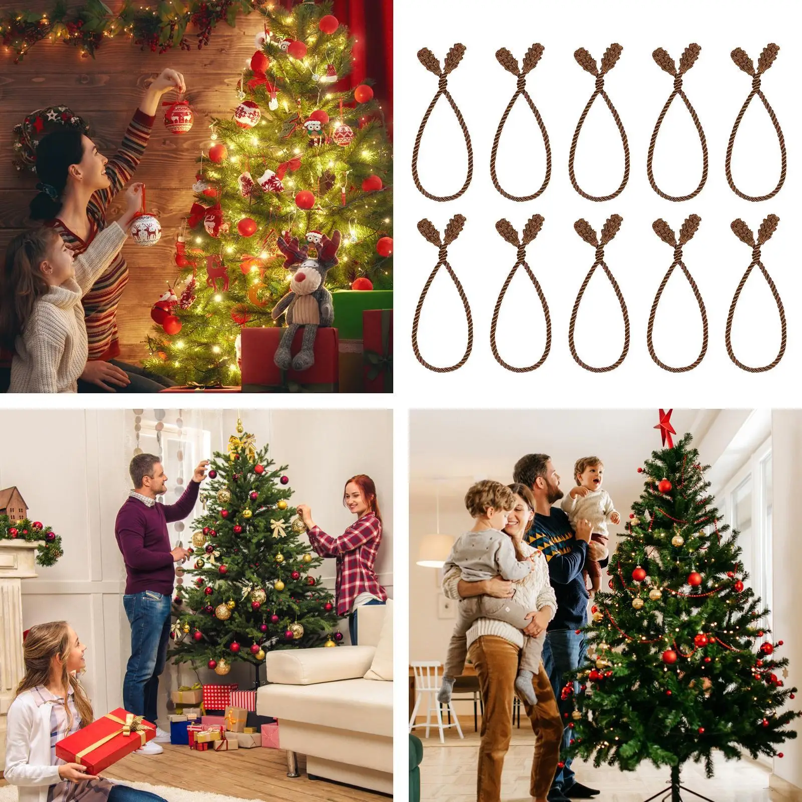 Christmas Garland Ties 10 Pieces Wreath Twist Holders Seasonal Garland Tie Wrap for Outdoor Party Mantle Fireplace Wreath Stair