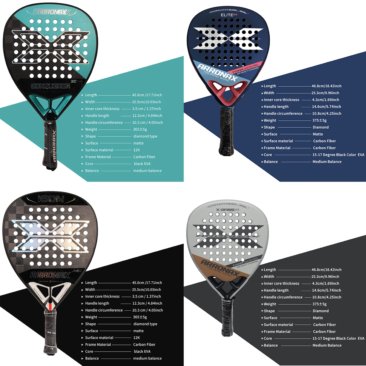 Arronax 2025 Padel Tennis Racket 18K 12k Carbon Fiber Surface Treatment EVA Memory Soft Foam Core Padel Racket