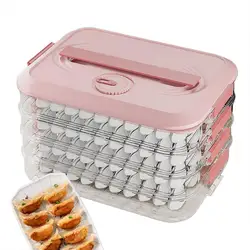 Dumpling Storage Box For Freezer 4 Layers Food Storage Containers With Lid Cookie Storage Containers With Date Timer For Kitchen
