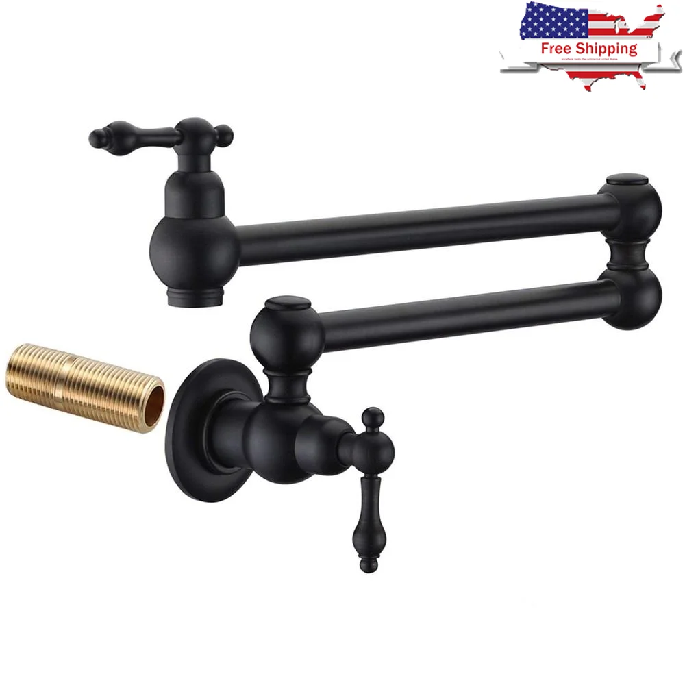 Wall Mount Bronze Pot Filler Faucet with Dual Swing Joints and 24