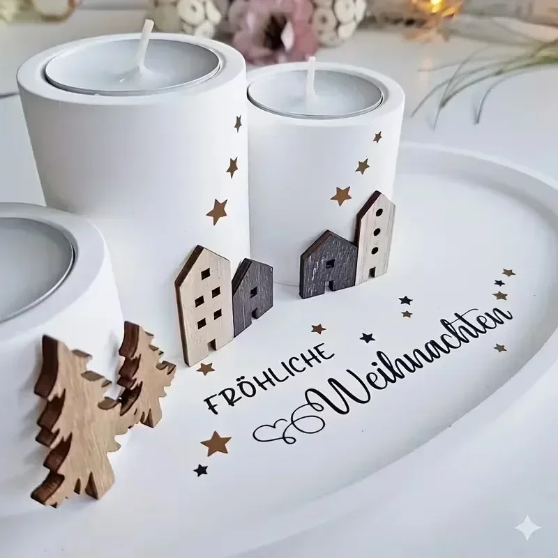 5pcs resin silicone mold set 1 oval tray & 3 s/m/l cylindrical candle holder molds for diy home decor
