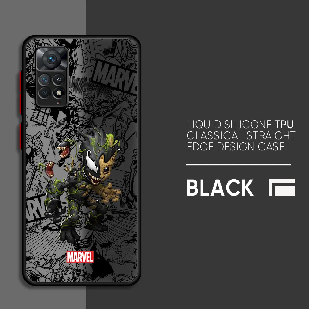 Etui Marvel Spiderman Groot do Xiaomi Redmi Note 9 10S 8 Pro 10 Pro 12 Pro 11S 9S 7 11T 8T 12 Pro Coque, odporne na wstrząsy pokrowiec