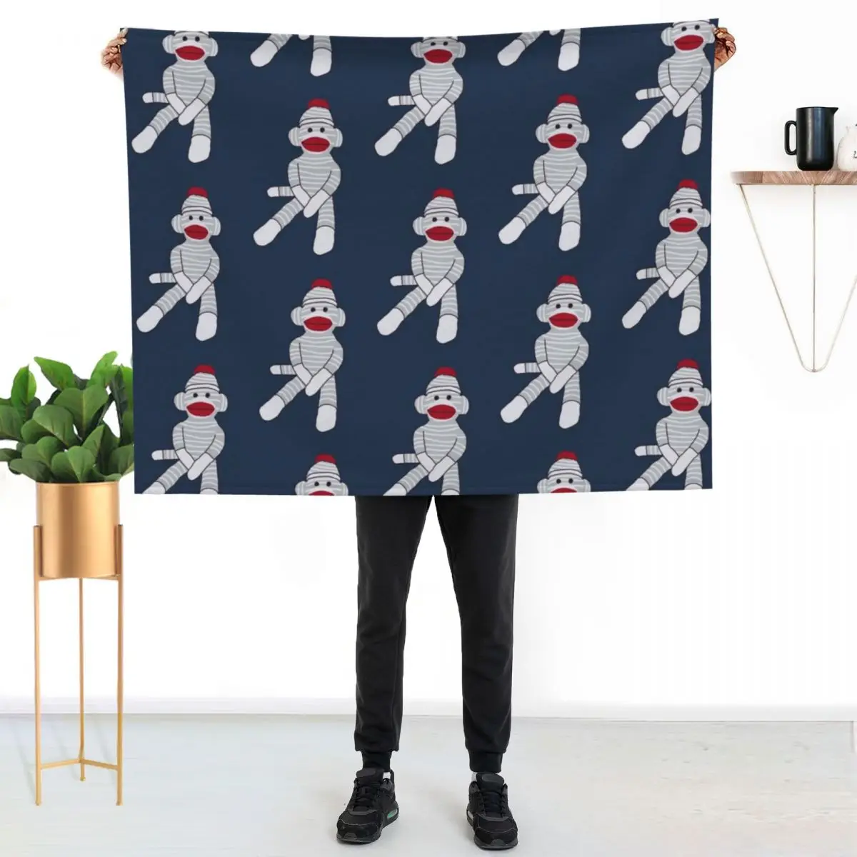 March 7th Sock Monkey Day Throw Blanket Plaid on the sofa blankets and throws Fashion Sofas Soft Beds Nap Soft Blankets