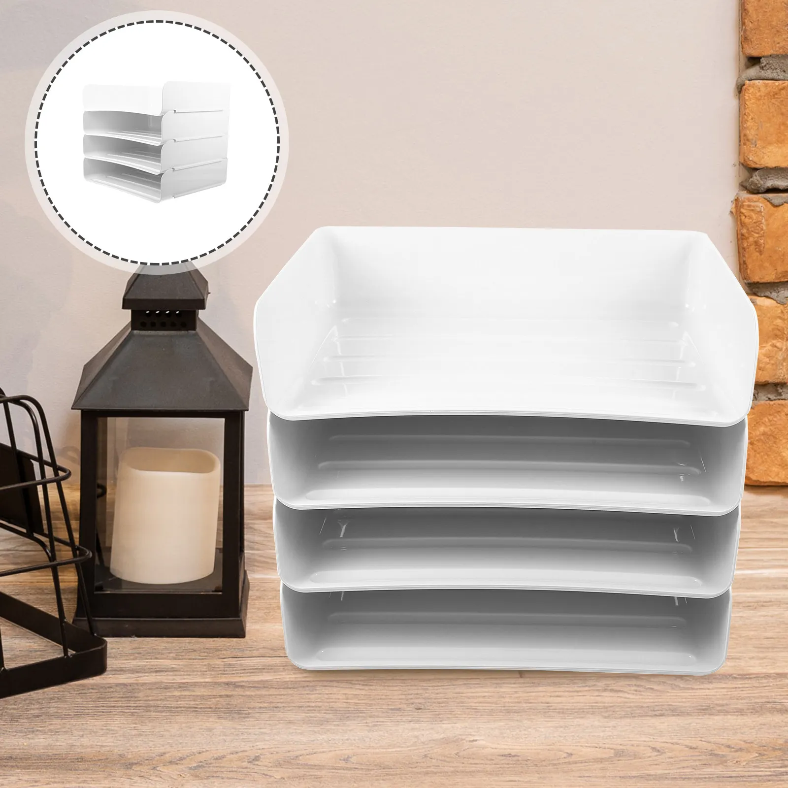 

Настольный органайзер для документов с 4 ярусами, штабелируемый лоток для бумаг, подставка для документов, держатель для журналов, органайзер для файлов