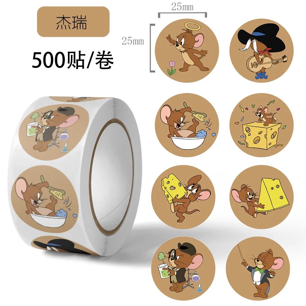 500PCS Tom and Jerry Stickers DIY Cartoon Anime Figure Image Children's Reward Envelope Sealing CUP Trunk Sticker Decoration