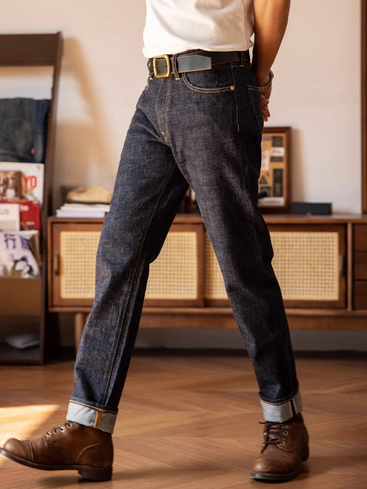 Red Tornado 501 CT (Customized Tapered) Selvedge Denim Jeans Men's Primary Color Cattle Slim-fit Jeans 14oz Pants