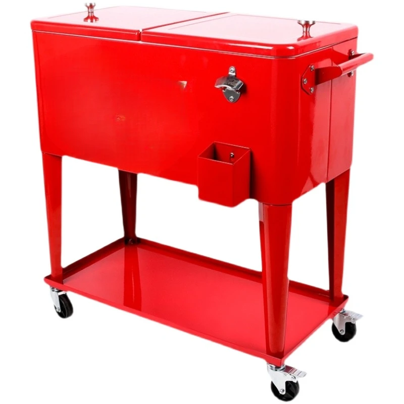 

Coca-Cola trolley refrigerated incubator ice bucket cabinet folding glass storage tea edge few retro shelves