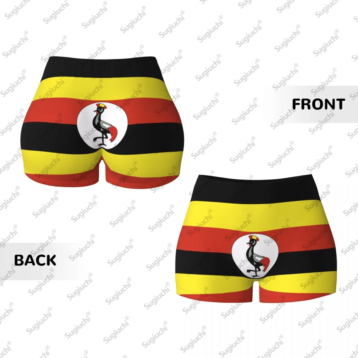 2026 우간다 국기 요가 반바지 여성용 운동 스크런치 힙업 하이웨이스트 짐 러닝 반바지