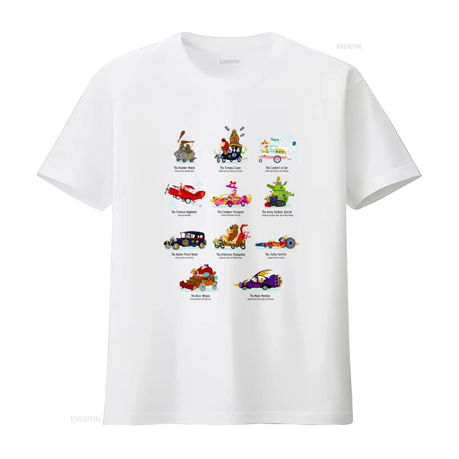 Maglia Wacky Races Dastardly And Muttley Cartoon 80s Cult T-shirt vintage con grafica effetto lavato, versatile per l'uso quotidiano