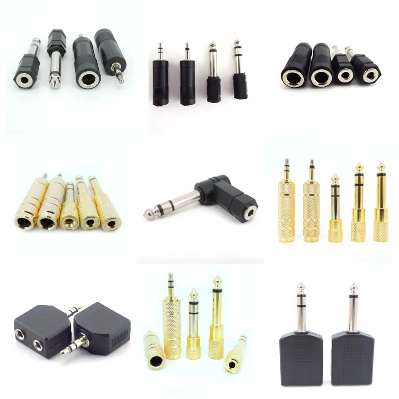 3.5mm Male / Female Plug Jack Stereo Coupler Audio Adapter 3.5 mm Mono Stereo to 6.35 RCA Charging Connector