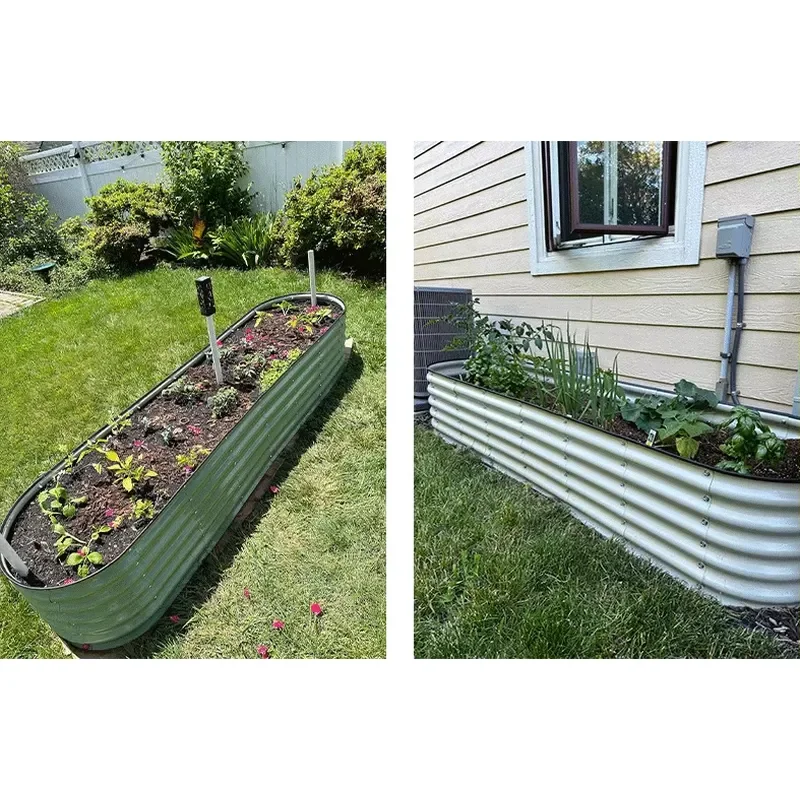 for 11 Inch Tall Modular Metal Raised Planter Bed Large Oval Outdoor Planting Box for Patio or Garden
