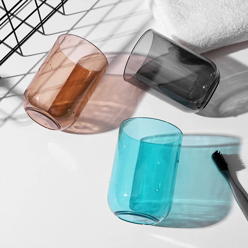 Nordic Style Plastic Mouthwash Cup Solid Colour Toothbrush Holder_voghion.com