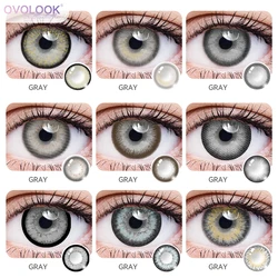 2Pcs Grey Contact Lenses with Diopters Graduated Beautiful Pupil Prescription Correct Myopia Hydrophilic Cosmetics Accessories