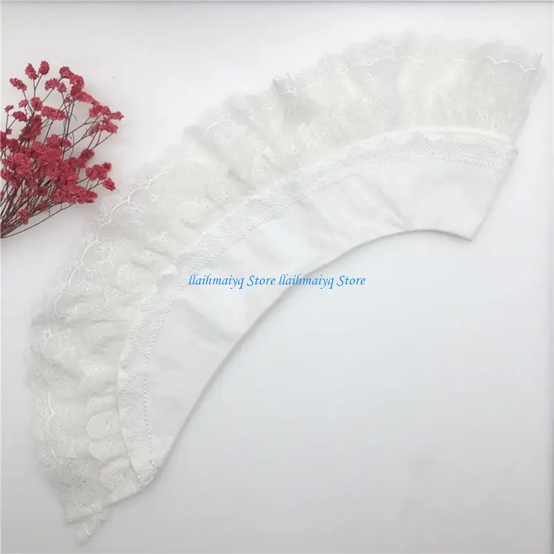 

573B Elegant Decoraitve Collar Ruffle Lace Trim Faux Collar For Quick Outfit Styling