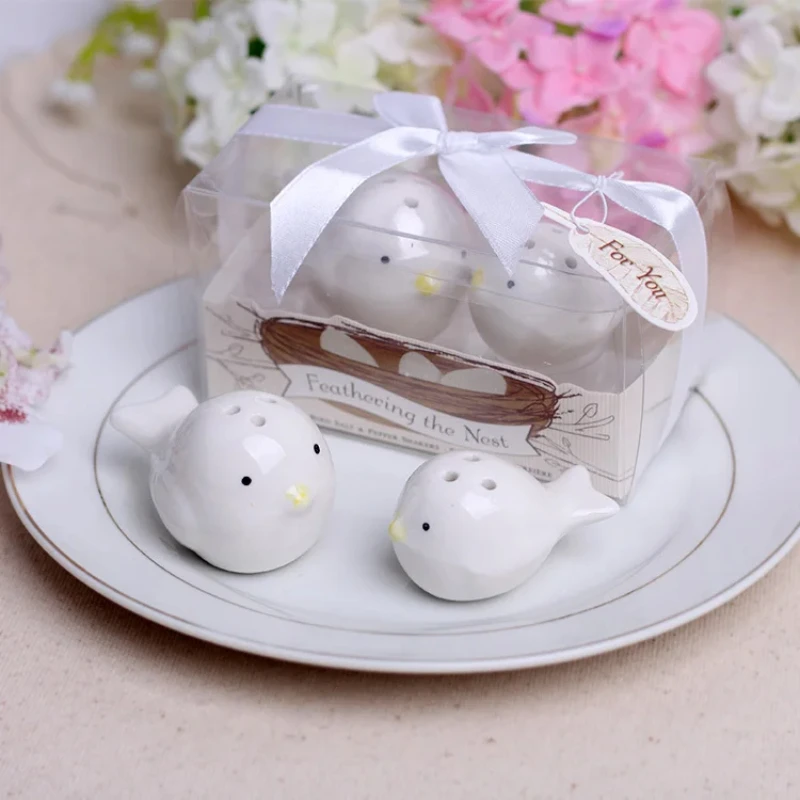 10set= 20pcs=10box  Feathering the Nest Love birds Salt and Pepper Shaker wedding favors gifts wedding decoration