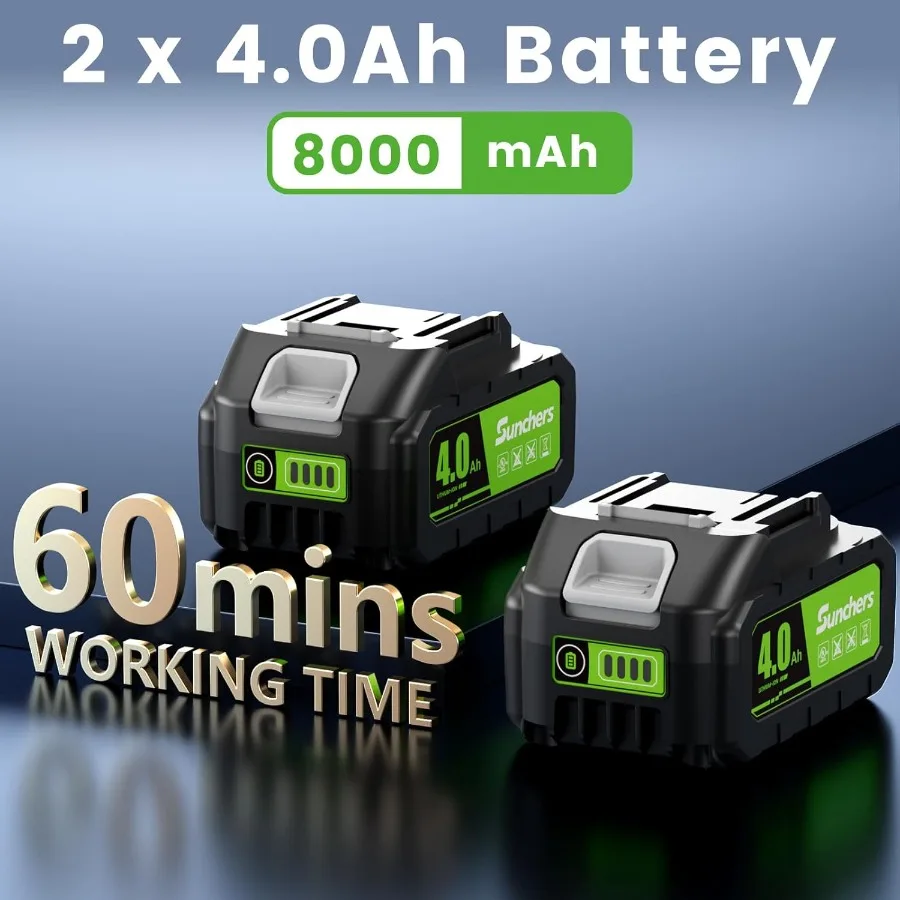 ماكينة تشذيب سلسلة لاسلكية 20 فولت 12 مع بطاريتين × 4.0 أمبير في الساعة وشاحن ماكينة تشذيب العشب الكهربائية التي تعمل بالبطارية للفناء والحديقة #2