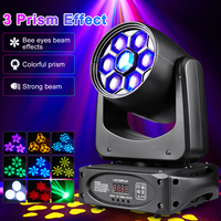 Fieryzeal 150W Bee Eye Beam Moving Head Light DMX512 RGBW 3 Prism Effect Stage Lighting for Disco Party Club Bar Show DJ Light
