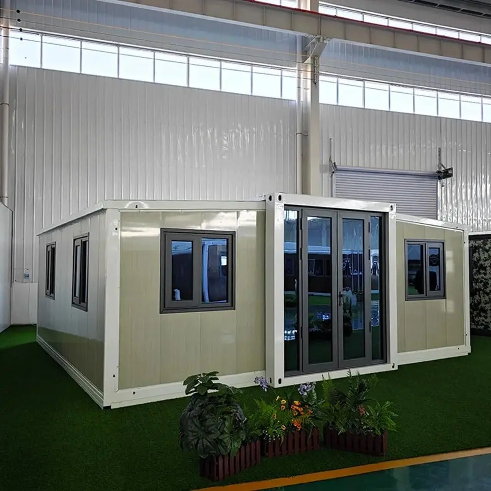 

Custom 20ft/30ft/40ft Foldable Double Wing Extendable Steel Structure Mobile Camping Container House with Solar Energy