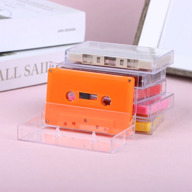 1Sets Standard Cassette Color Blank Tape Player With 45 Minutes Magnetic Audio Tape Clear Storage Box For Speech Music Recording