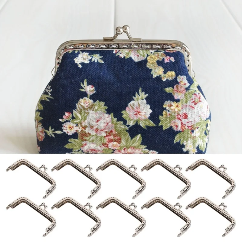 10개 8.5cm 정사각형 금속 프레임 걸쇠 잠금 클립 지갑 가방 만들기 DIY 공예 용품