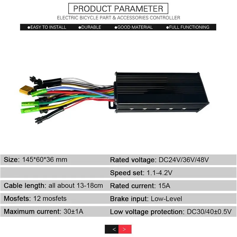 Efficient For E-Bike Conversion Kit Compatible 30A Three Mode Brushless Controller 24V 36V 48V Sine Wave With SW900 Display