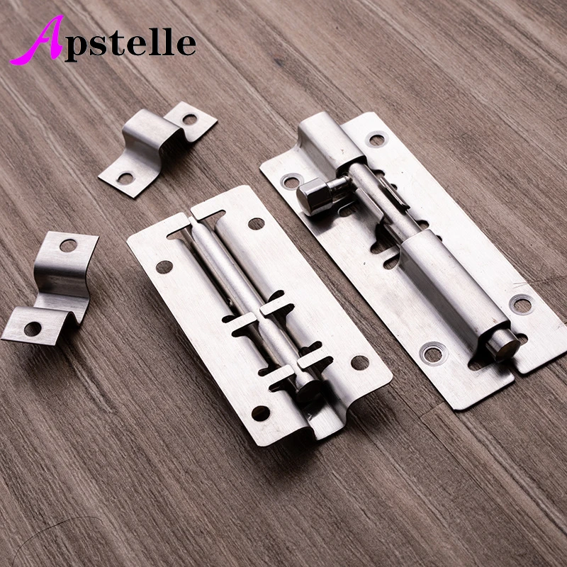 Apstelle 1Pcs 1.5/2/2.5/3/4/5/6/8/10/12 Inch Stainless Steel Door Latch Sliding Lock Bolt Latch Hasp Staple Gate Safety Lock