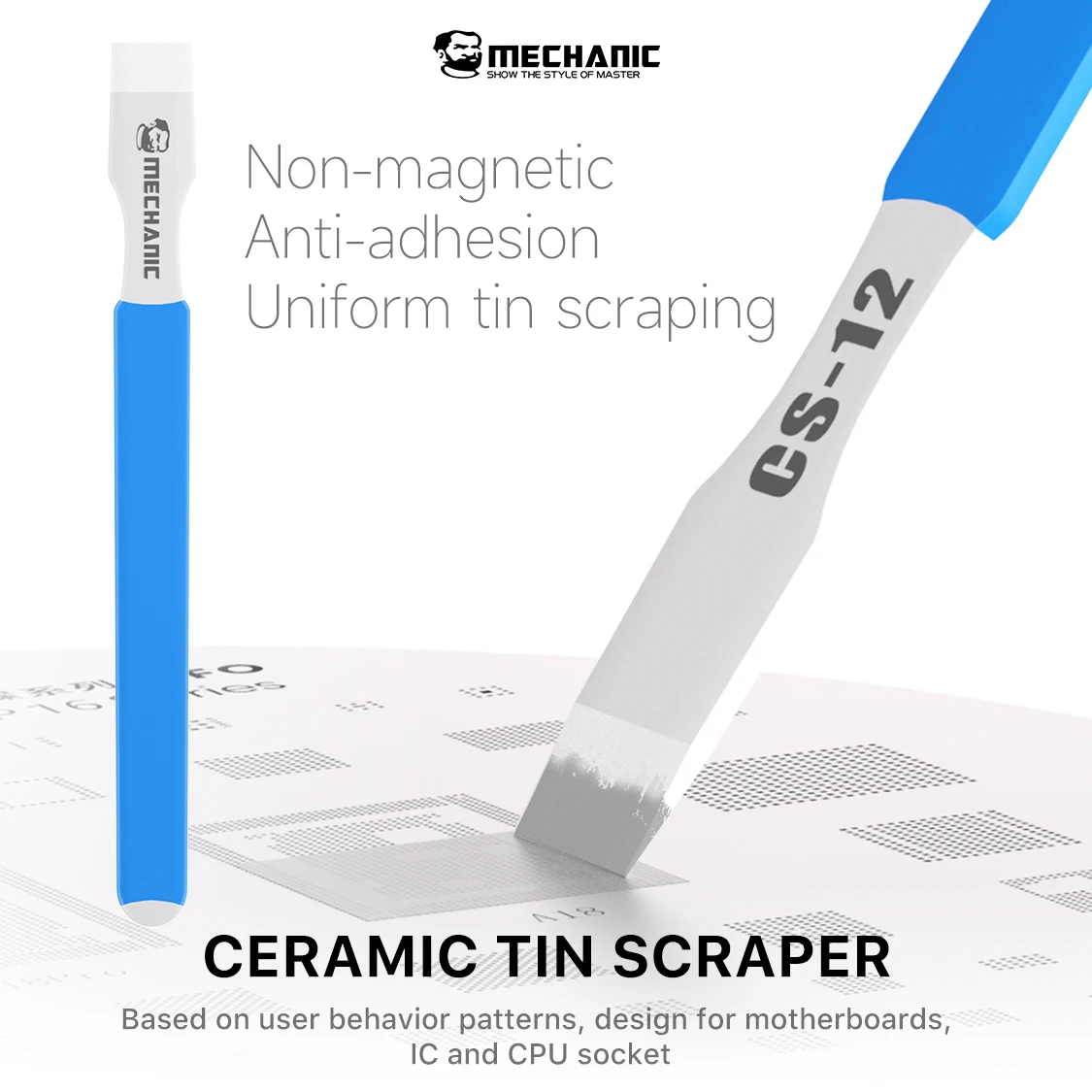 MECHANIC OFFICIAL CS-12 Solder Paste Blade Mobile Phone Chip CPU BGA Reballing Stencil Scraper Tin Paste Scraping Blade Tools