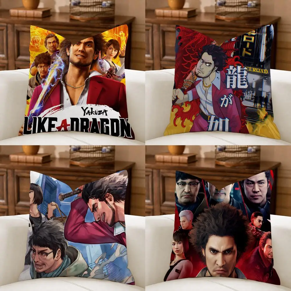 Video Game Y-yakuza Like A Dragon Cushion Cover Organic Linen Square Pillow Case Durable Non-Allergenic And Kind To Skin