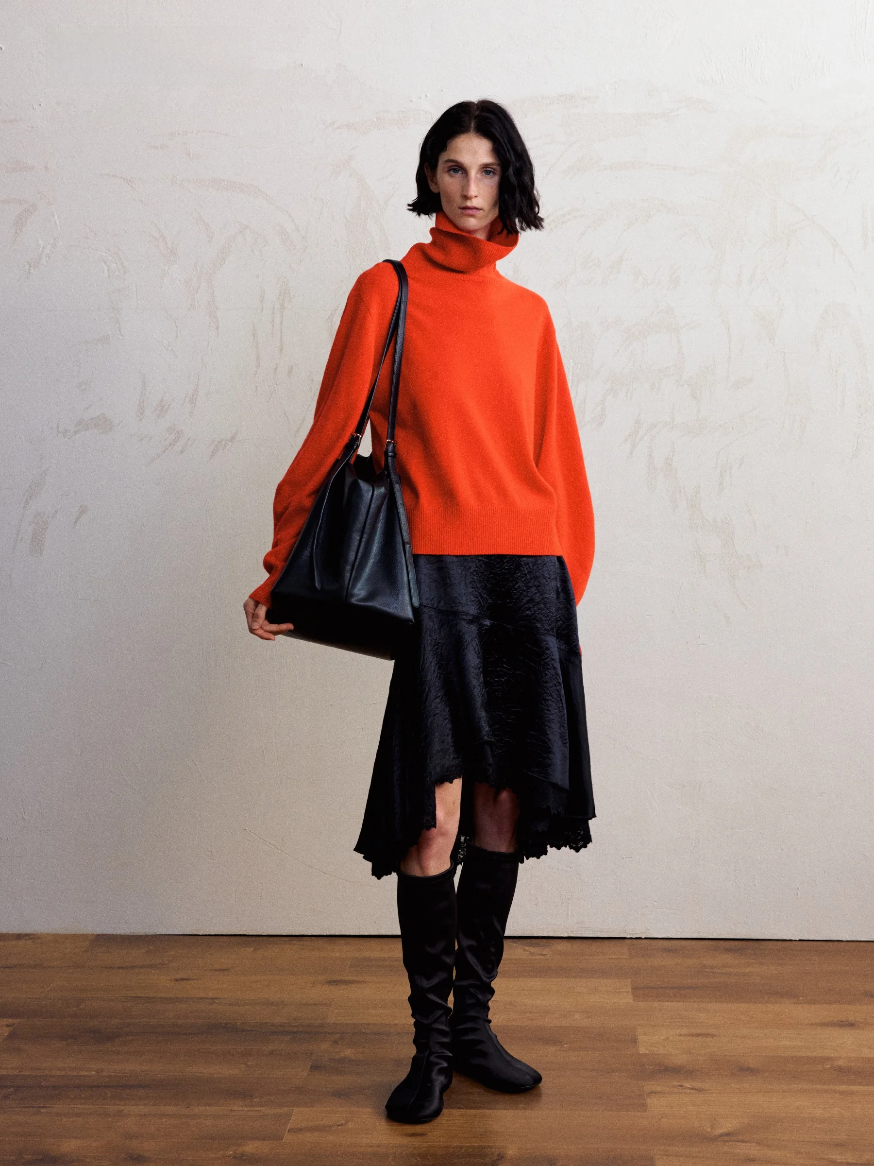 

Простой универсальный вязаный свитер из 100% шерсти, базовый слой, повседневный свободный крой, средней мягкости, с длинными рукавами, высоким воротником