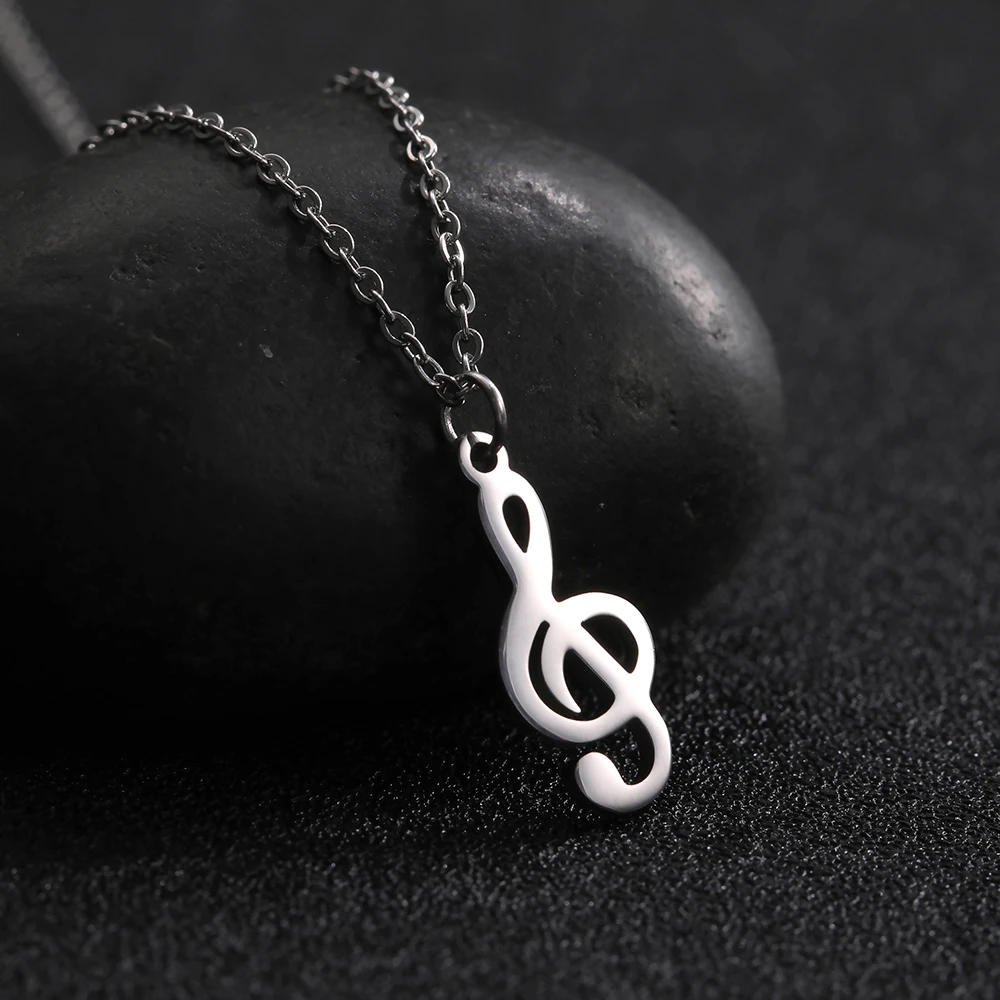Collar Musical con Clave de Sol, Cadena con Símbolo Musical, Notación Musical, Regalo para Mujer, Hombre, Niño, Colgante de Acero Inoxidable